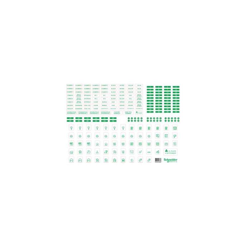 Resi9 lot de 10 feuilles A4 de symboles autocollants en plastique transparent SCHNEIDER R9H13228