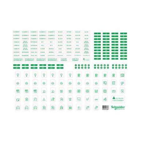 Resi9 lot de 10 feuilles A4 de symboles autocollants en plastique transparent SCHNEIDER R9H13228