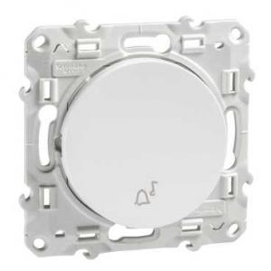 Odace poussoir Blanc avec symbole carillon à vis SCHNEIDER S520246