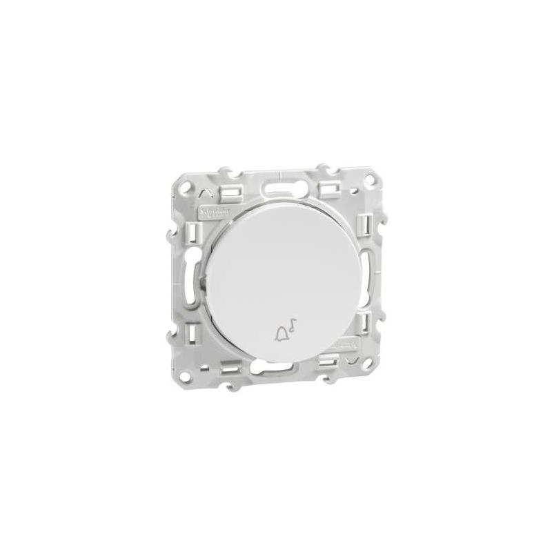Odace poussoir Blanc avec symbole carillon à vis SCHNEIDER S520246
