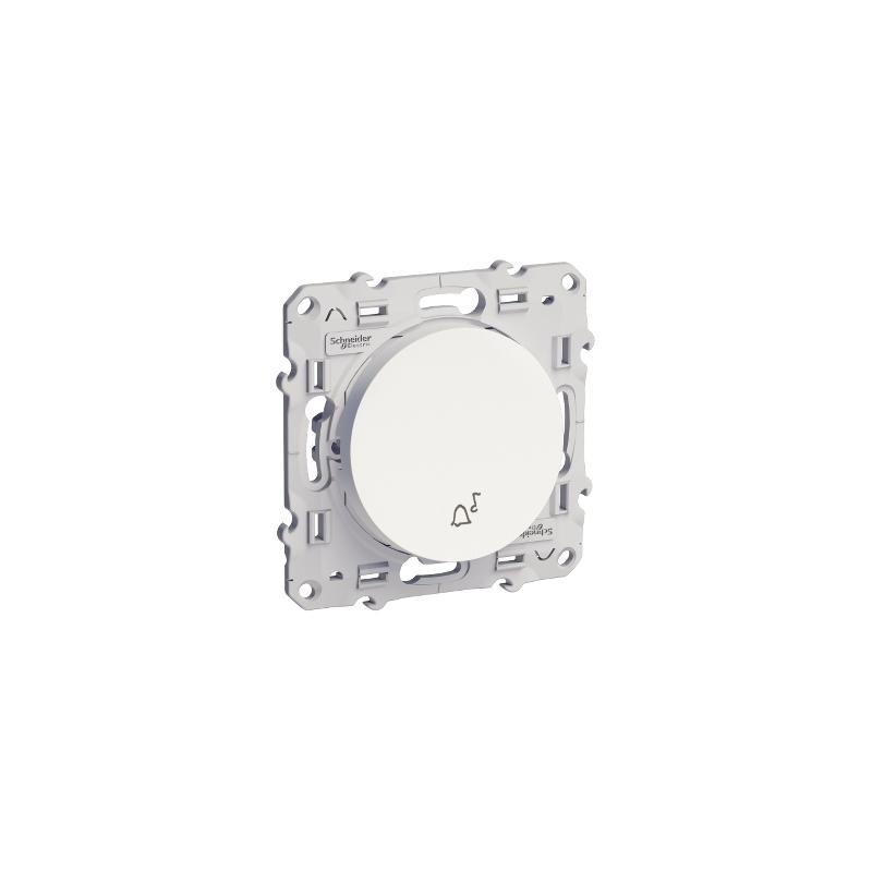 Odace poussoir Blanc avec symbole carillon à vis SCHNEIDER S520246