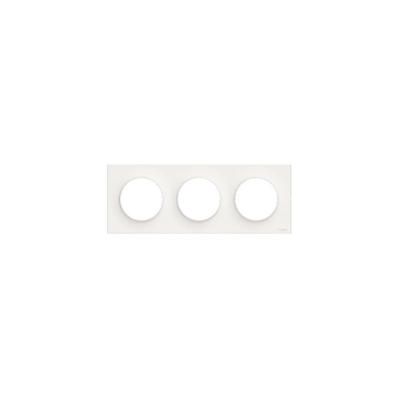 Plaque Blanc 3 postes horizontaux ou verticaux entraxe 71mm Odace Styl  SCHNEIDER S520706