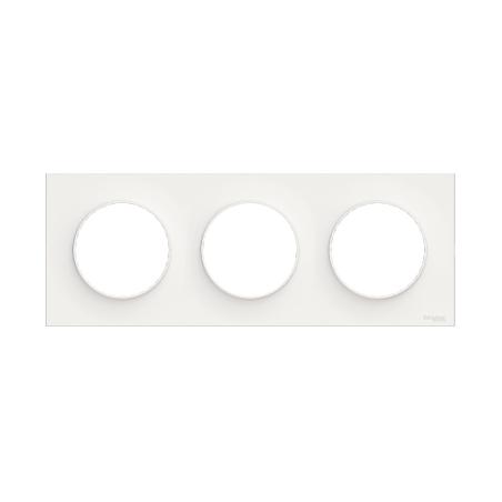Plaque Blanc 3 postes horizontaux ou verticaux entraxe 71mm Odace Styl  SCHNEIDER S520706