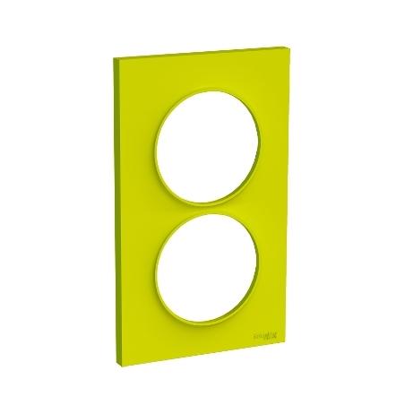 ODACE STYL PLAQUE VERT CHARTREUSE 2 POSTES HORIZ. OU VERTICAUX ENTRAXE 57MM SCHNEIDER S520714H