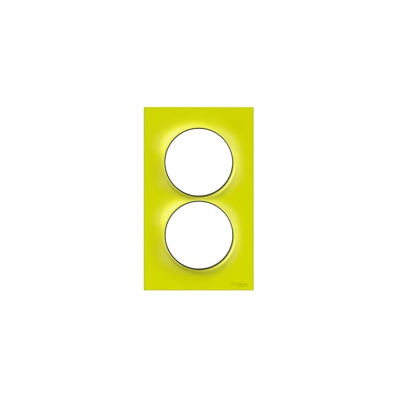 ODACE STYL PLAQUE VERT CHARTREUSE 2 POSTES HORIZ. OU VERTICAUX ENTRAXE 57MM SCHNEIDER S520714H