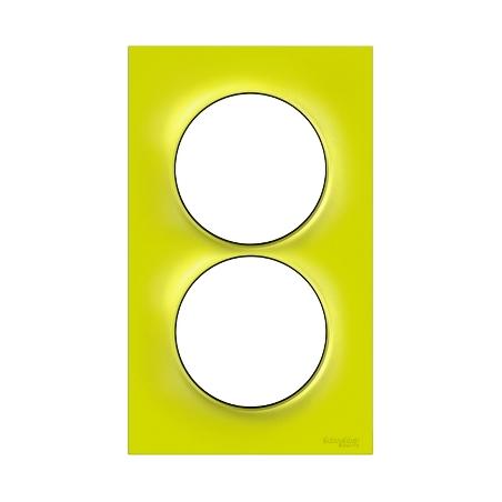 ODACE STYL PLAQUE VERT CHARTREUSE 2 POSTES HORIZ. OU VERTICAUX ENTRAXE 57MM SCHNEIDER S520714H