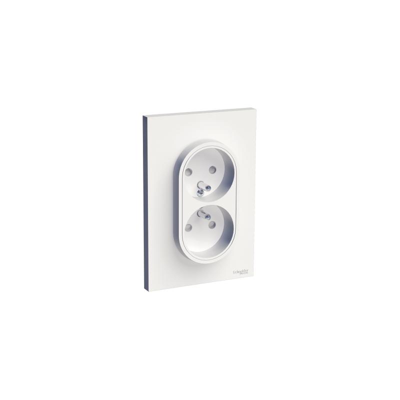 ODACE PRISE DE COURANT 2P+T DOUBLE BLANC A GRIFFES SPÉCIAL RENOVATION 1 POSTE SCHNEIDER S521089