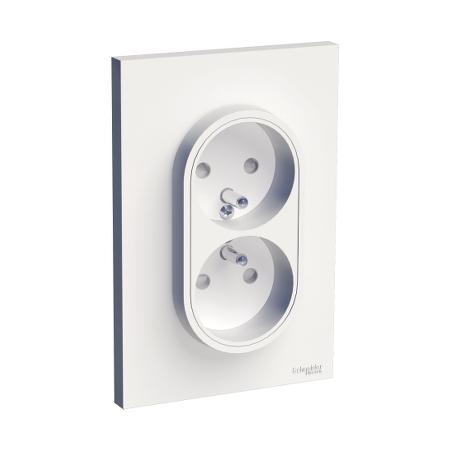 ODACE PRISE DE COURANT 2P+T DOUBLE BLANC A GRIFFES SPÉCIAL RENOVATION 1 POSTE SCHNEIDER S521089