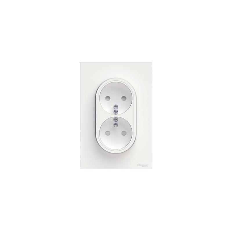ODACE PRISE DE COURANT 2P+T DOUBLE BLANC A GRIFFES SPÉCIAL RENOVATION 1 POSTE SCHNEIDER S521089