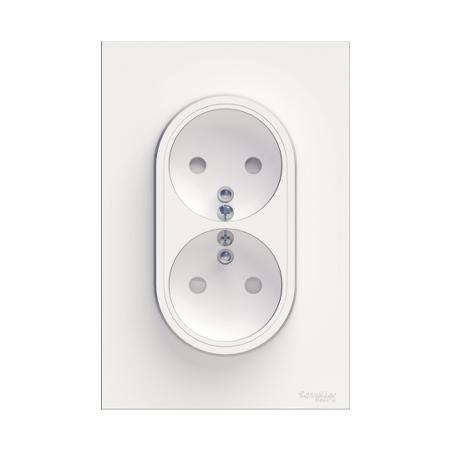 ODACE PRISE DE COURANT 2P+T DOUBLE BLANC A GRIFFES SPÉCIAL RENOVATION 1 POSTE SCHNEIDER S521089