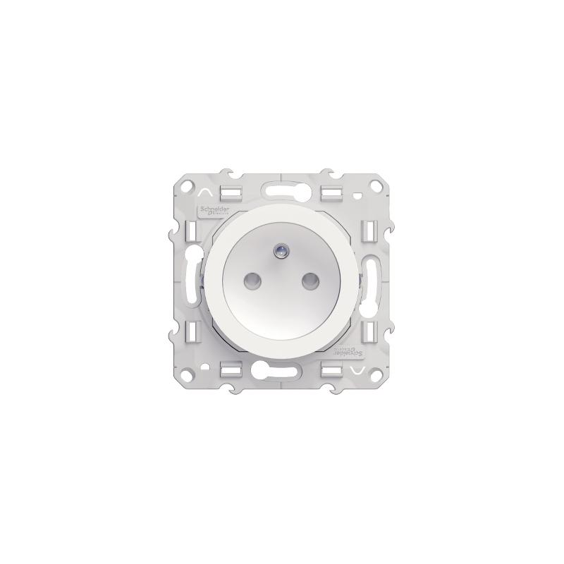 ODACE PRISE DE COURANT 2P+T BLANC A GRIFFES CONNEXION VIS SCHNEIDER S525039