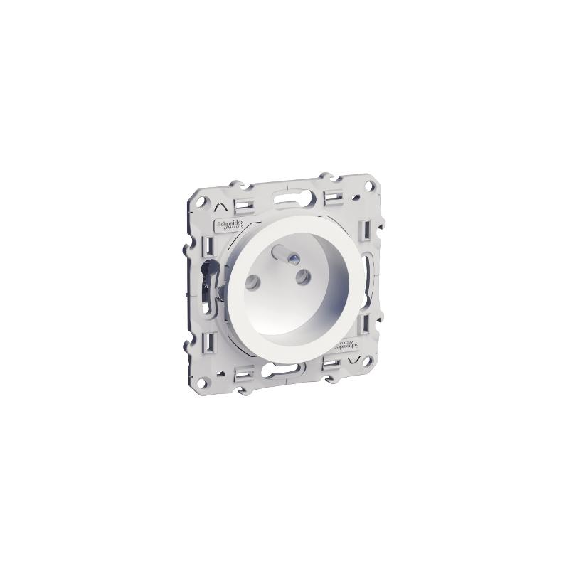 ODACE PRISE DE COURANT 2P+T BLANC A GRIFFES 2 CONNEXIONS RAPIDES PAR PÔLE SCHNEIDER S525059