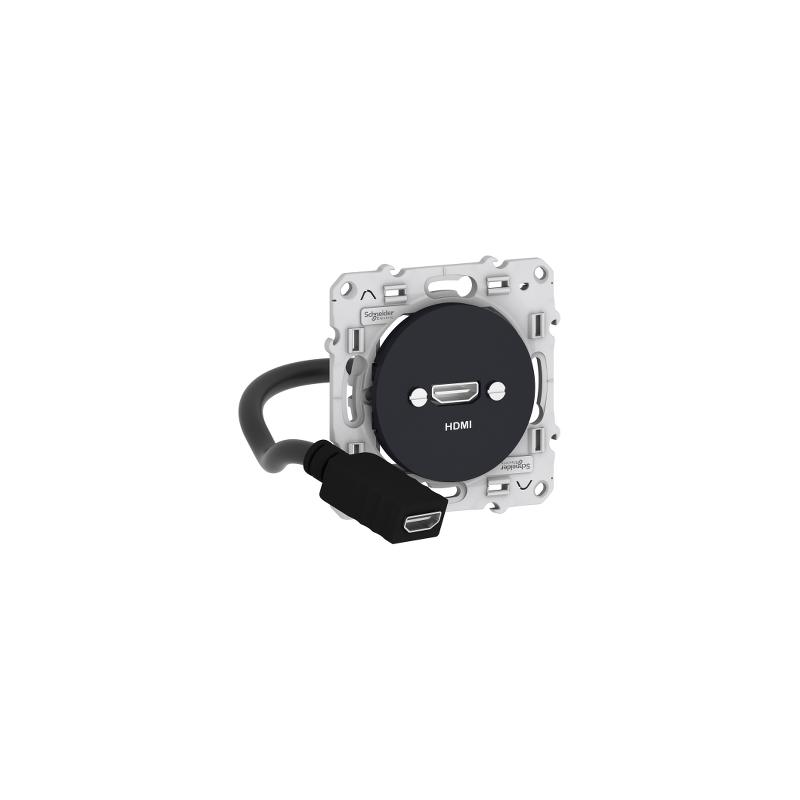 Prise Odace HDMI type A anthracite prise femelle câble femelle arrière SCHNEIDER S540462