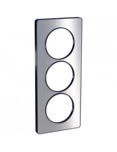 ODACE TOUCH PLAQUE ALUMINIUM BROSSÉ LISERÉ ANTH. 3 POSTES VERTI. ENTRAXE 57MM SCHNEIDER S540816J 2