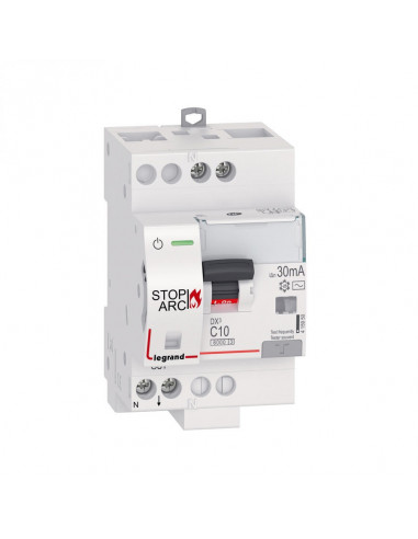 DISJONCTEUR DIFFERENTIEL DX3 STOP ARC 1P+N C10 30MA LEGRAND 415950