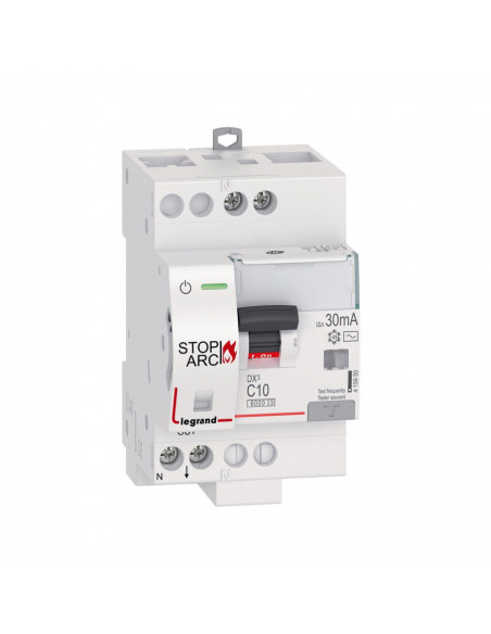 DISJONCTEUR DIFFERENTIEL DX3 STOP ARC 1P+N C10 30MA LEGRAND 415950