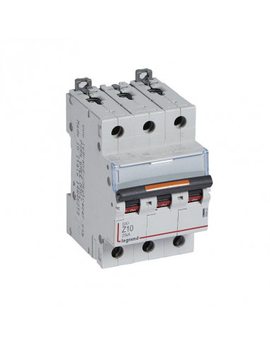 DISJONCTEUR DX3 3 POLES COURBE Z 10A 25KA LEGRAND 409923