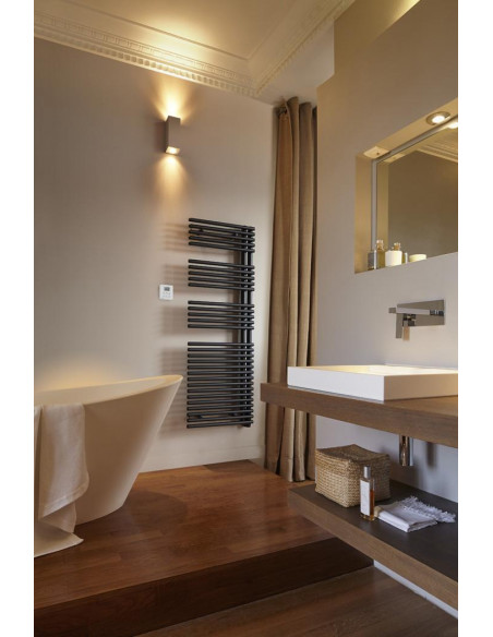Radiateur sèche-serviettes Cala Asymétrique électrique droite cde RF 750 W H 1466 L 496 mm, Couleur ACOVA TLNR-075-50 GFC