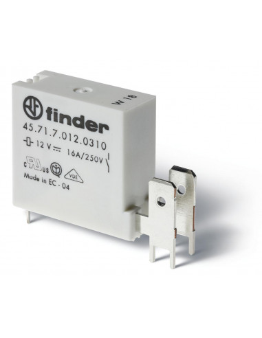 RELAIS CIRCUIT IMPRIME 1NO 16A 12VDC SENSIBLE 125° CONNEXION PAR FASTON 250 LAVABLE RT III AGCDO FINDER 293547
