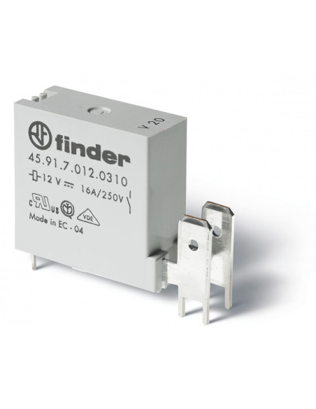 RELAIS CIRCUIT IMPRIME INTERVALLE 3MM 1NO 16A 60VDC SENSIBLE 125° CONNEXION PAR FASTON 250 RT II AGNI FINDER 300092
