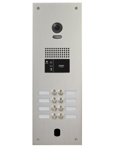 Platine vidéo monobloc GT alu naturel 8 BP d'appel avec électronique incluse AIPHONE PA8BV 200296