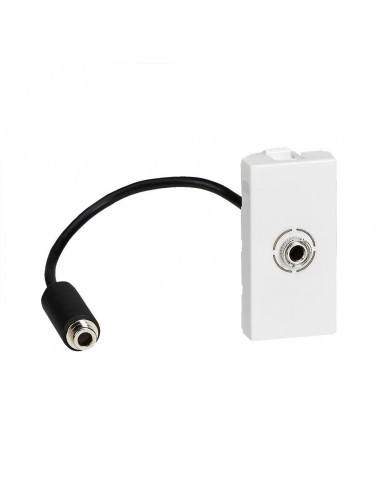 Prise Jack femelle 3,5mm pré-connectorisée Mosaic 1 module blanc LEGRAND 078779