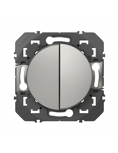 Double interrupteur ou va-et-vient Dooxie 10AX 250V~ finition alu LEGRAND 600102