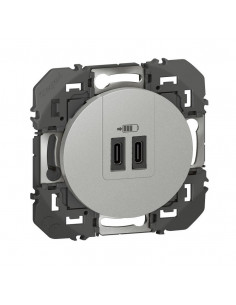 PRISE CHARGEUR 2 USB C+C 3A 15 W ALU DOOXIE LEGRAND 600445