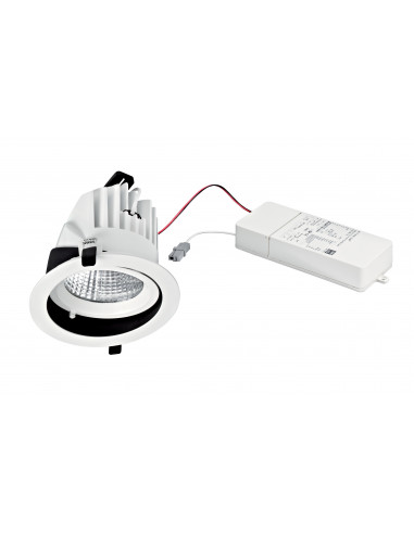 RANDY 4 Downlight rond, orientable, blanc, 70°, LED intég 38W 3000K 3900lm ARIC 50194