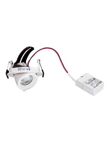 RANDY S Downlight rond, orientable, blanc, 36°, LED intég 7,5W 4000K 680lm ARIC 50443
