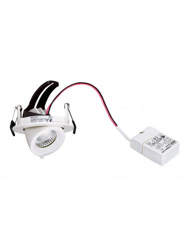 RANDY S Downlight rond, orientable, blanc, 36°, LED intég 7,5W 3000K 635lm ARIC 50453