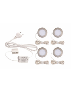 KIT MEUBLED Encastrés ronds, fixes, alu, LED intég. 4x1,7W 4000K 300lm ARIC 5337