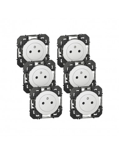 LOT DE 6 PRISES DE COURANT SURFACE AVEC TERRE BLANC COMPOSABLE DOOXIE LEGRAND 300453