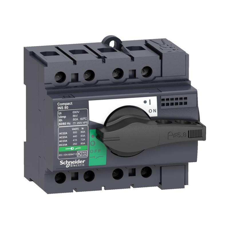 Interrupteur-sectionneur Interpact INS80 4 Pôles 80A SCHNEIDER 28905