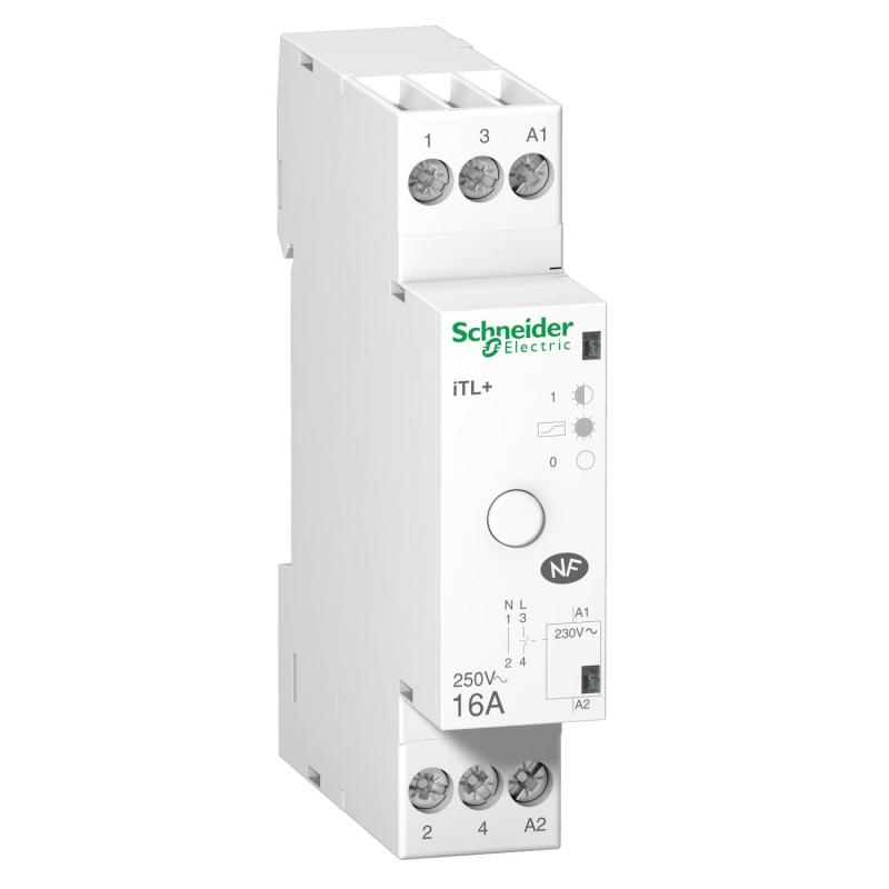 Télérupteur silencieux Acti9 iTL+ 1 Pôle 16A 230VCA livré avec 1 intercalaire SCHNEIDER A9C15032