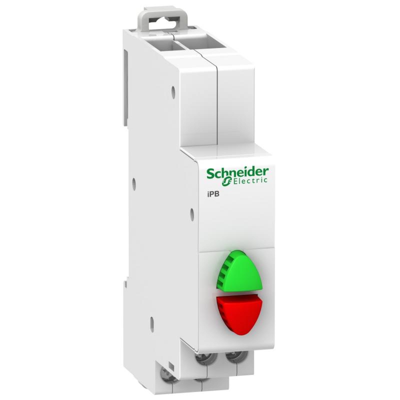 Acti9 iPB bouton-poussoir double 1 NO vert + 1 NF rouge 20A 230VCA SCHNEIDER A9E18034