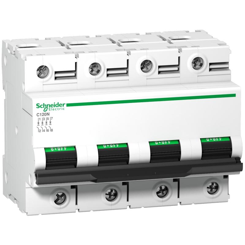 Disjoncteur C120N 4P 100 A courbe C 10 kA SCHNEIDER A9N18375