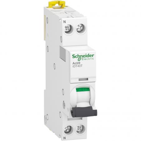 Disjoncteur modulaire Acti9 iDT40T 1P+N 4A courbe C 4500A/6kA SCHNEIDER A9P22604