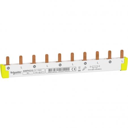 Acti9 iC60 peigne de raccordement à dents 2P 100A 10 modules de 18mm SCHNEIDER A9XPH210