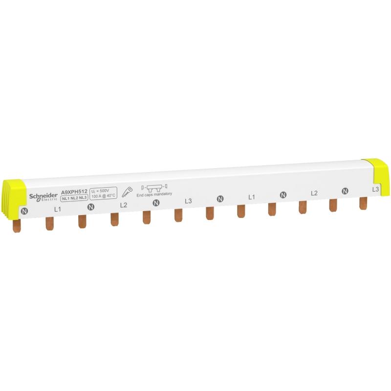 Acti9 iC60 peigne à dents 3 x N+P 100A 12 modules de 18mm SCHNEIDER A9XPH512