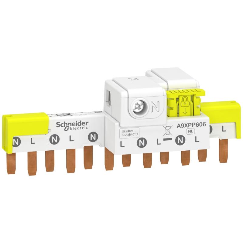 Acti9 iDT40 peigne avec connecteur 1P+N 6 modules de 18mm 63A SCHNEIDER A9XPP606
