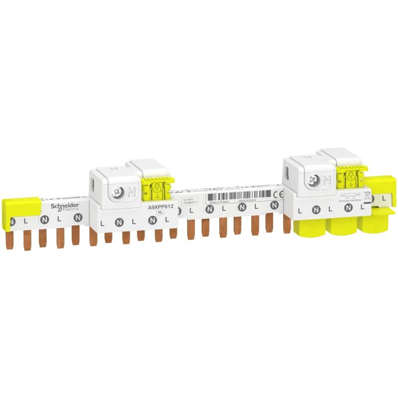 Acti9 iDT40 peigne avec connecteur 1P+N 12 modules de 18mm 63A SCHNEIDER A9XPP612