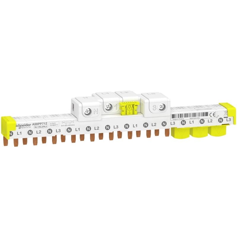 Acti9 iDT40 peigne avec connecteur 3P+N 12 modules de 18mm 63A SCHNEIDER A9XPP712