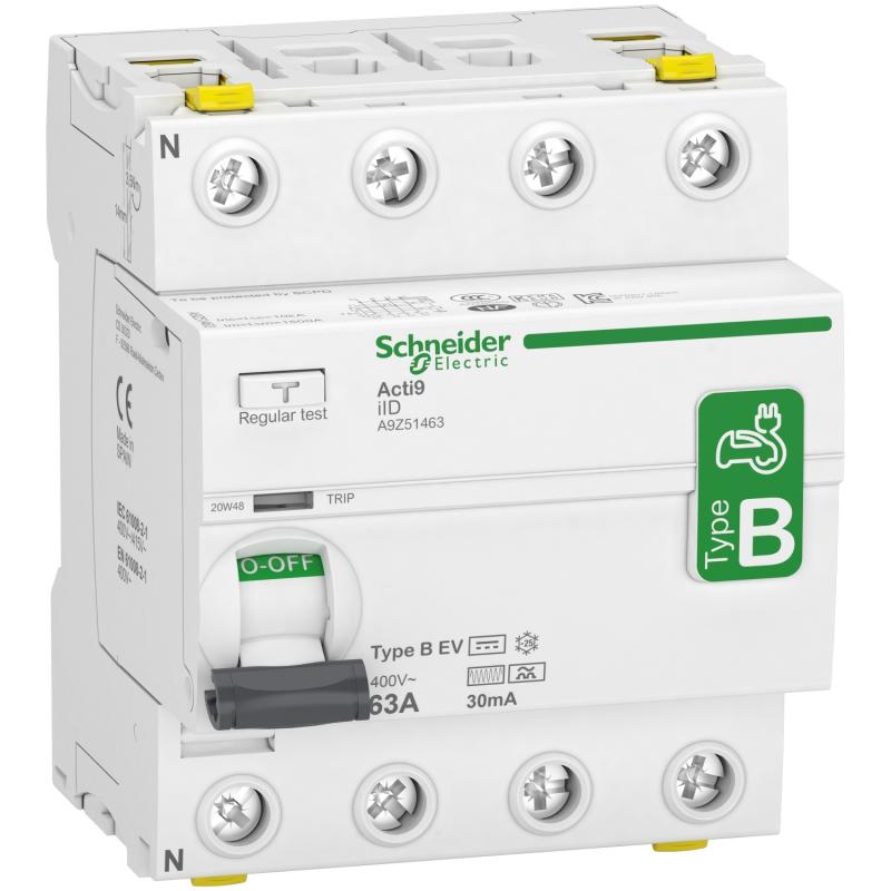 Acti9 iID interrupteur différentiel 4P 63A 30mA type B EV 400V SCHNEIDER A9Z51463