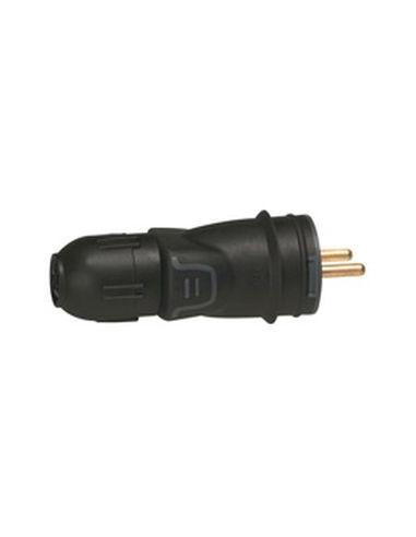 Fiche mâle caoutchouc 2P+T 16A IK08 à connexion automatique IP44 LEGRAND 050440