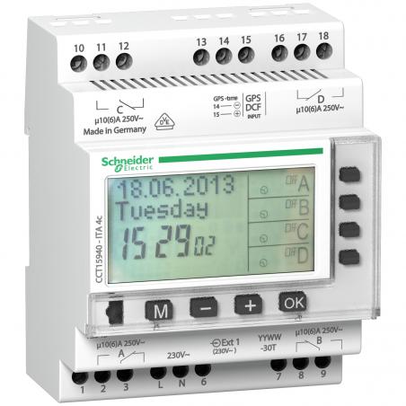Acti9 ITA interrupteur horaire annuel 24h/7jours/année 4 canaux SCHNEIDER CCT15940