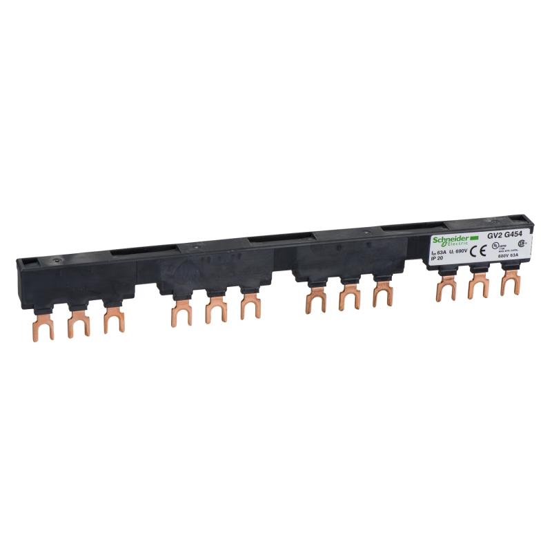 TeSys GV jeu de barre tripolaire 63A 4 dérivations pas 54 mm SCHNEIDER GV2G454