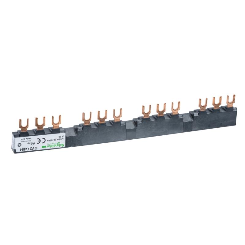 TeSys GV jeu de barre tripolaire 63A 4 dérivations pas 54 mm SCHNEIDER GV2G454