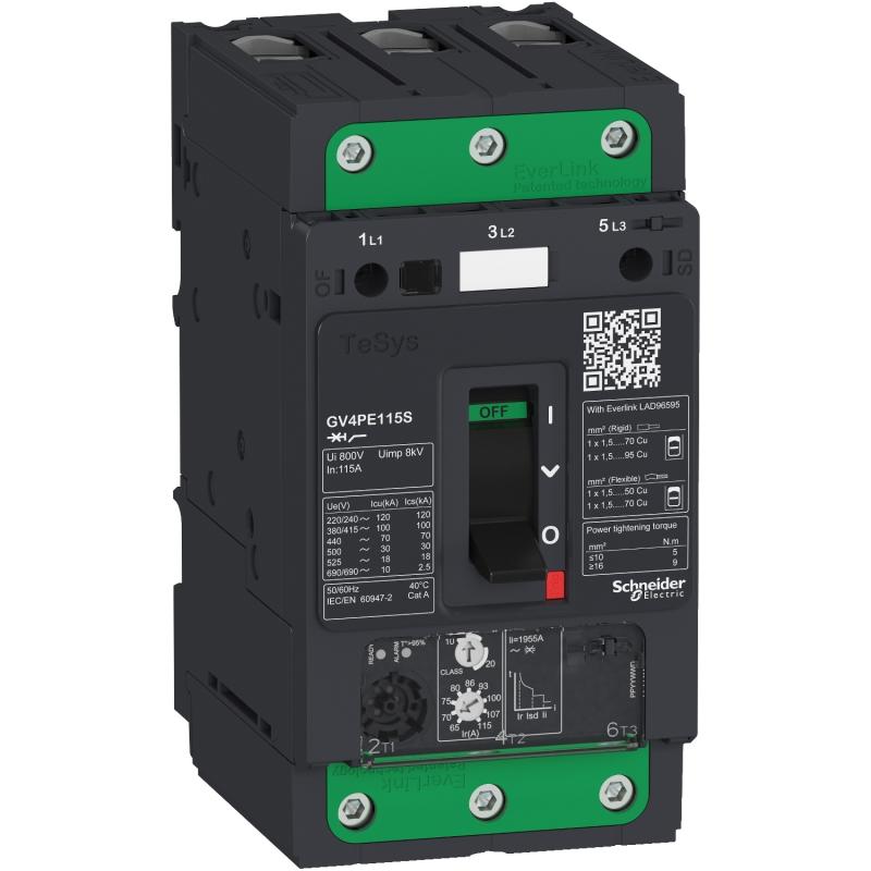 TeSys GV disjoncteur magnéto-thermique In 80A 50kA Everlink SCHNEIDER GV4PE80N