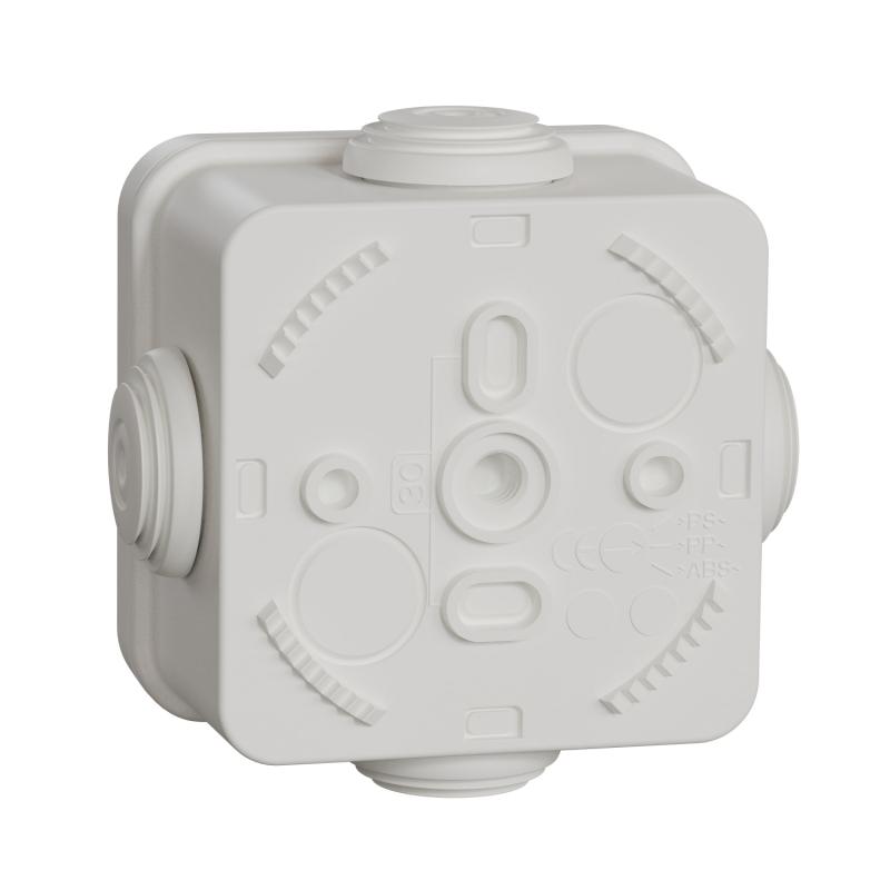 Mureva Box boite de dérivation avec embouts 65x65x45 IP55 blanc polaire SCHNEIDER IMT05022